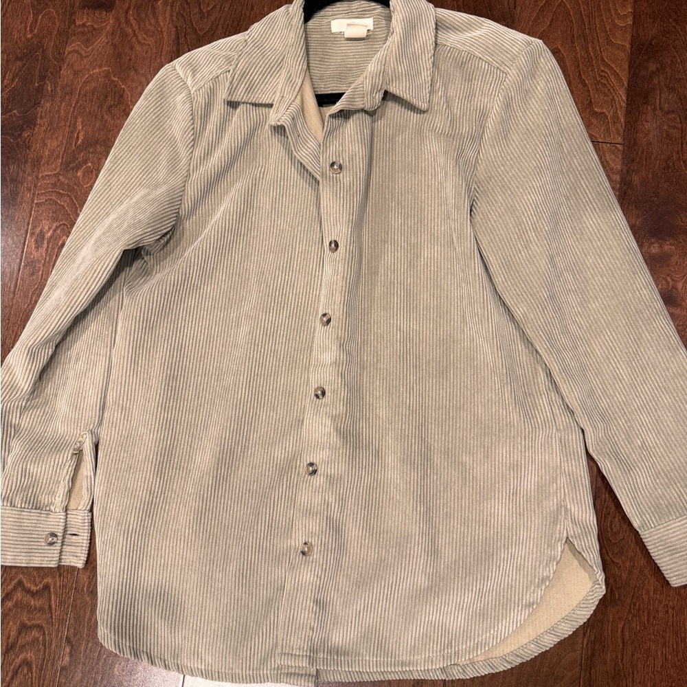 Corduroy Khaki Button-Up Shirt